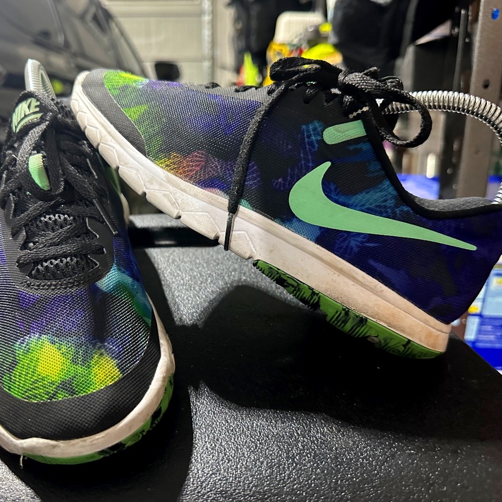 Nike Womens Flex Experience RN 6 Black/blue/green Running Shoes Lace Up Size 7